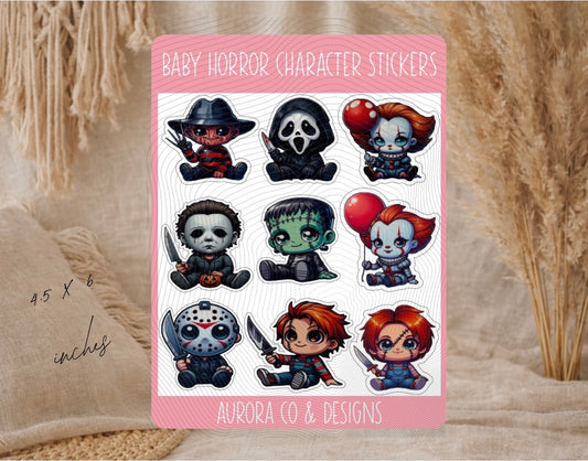 Baby Horror Character Stickers – Sticker Sheet (4.5” x 6”)