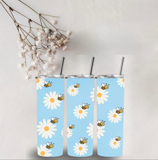 Pastel Blue Bee Daisy - 20oz