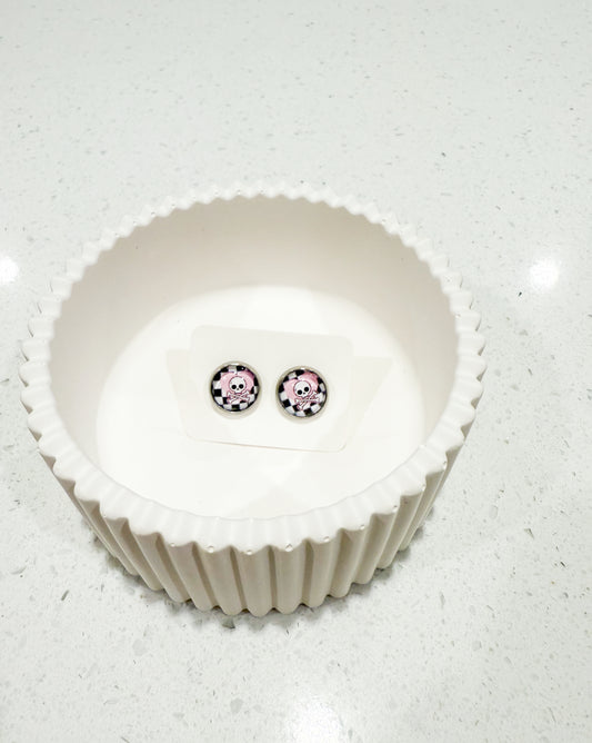 Handmade Stud Earrings - Retro Skull