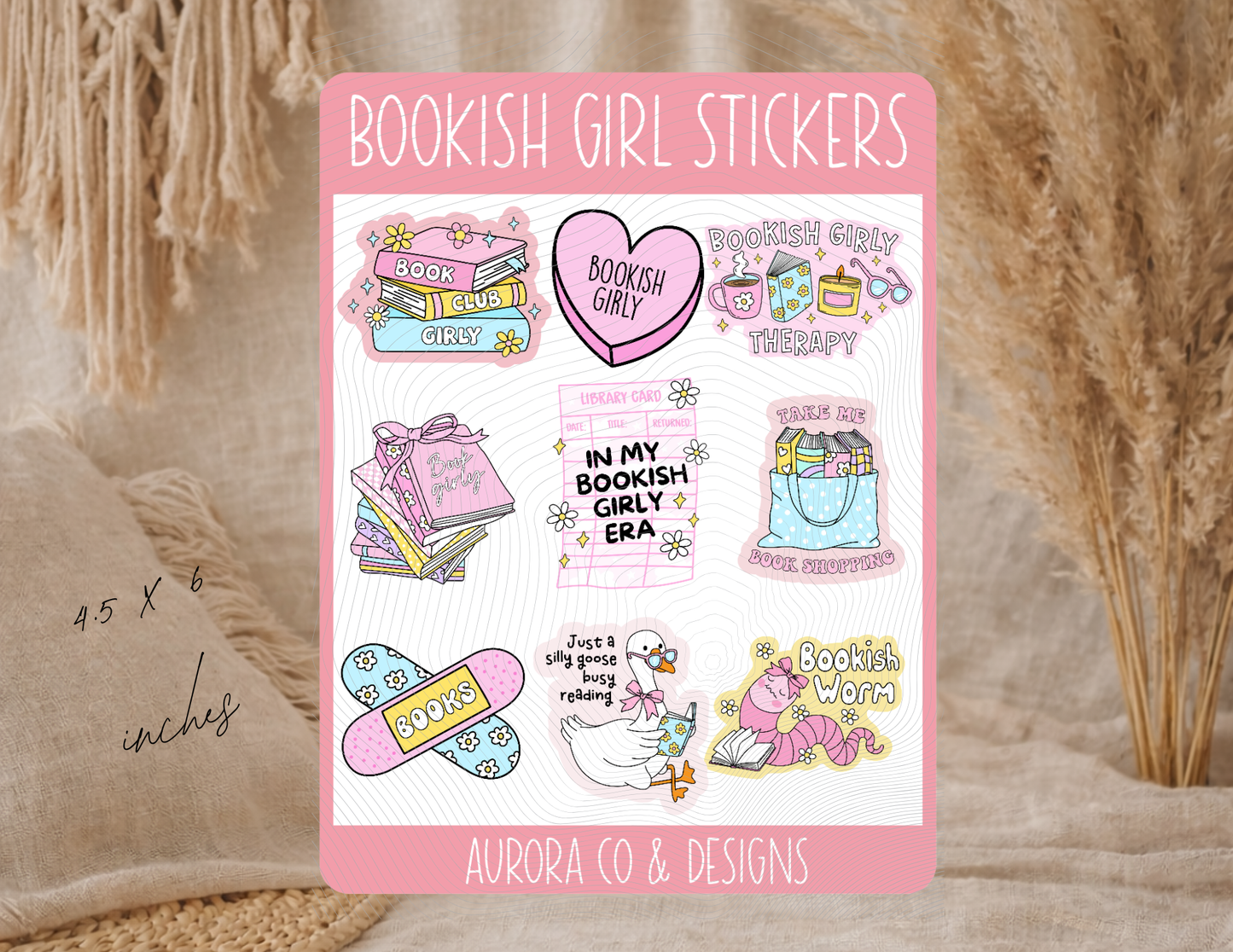 Bookish Girl Stickers – Sticker Sheet (4.5” x 6”)