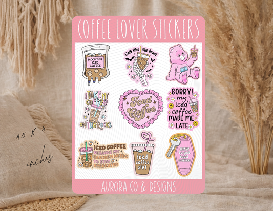 Coffee Lover Stickers – Sticker Sheet (4.5” x 6”)