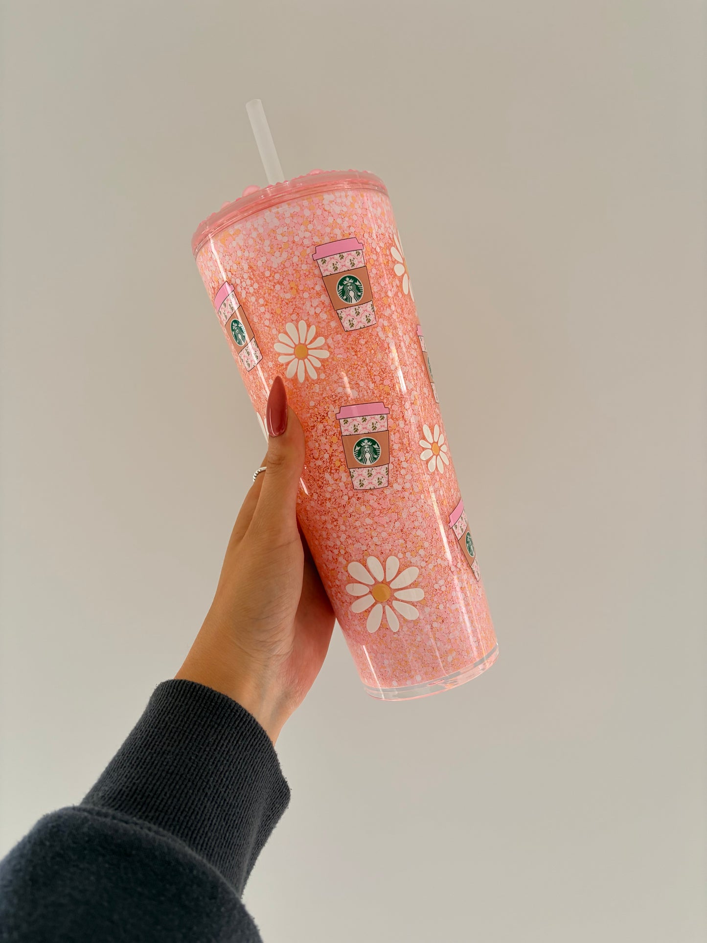 24oz Tapered Inner Lid Snowglobe Tumbler