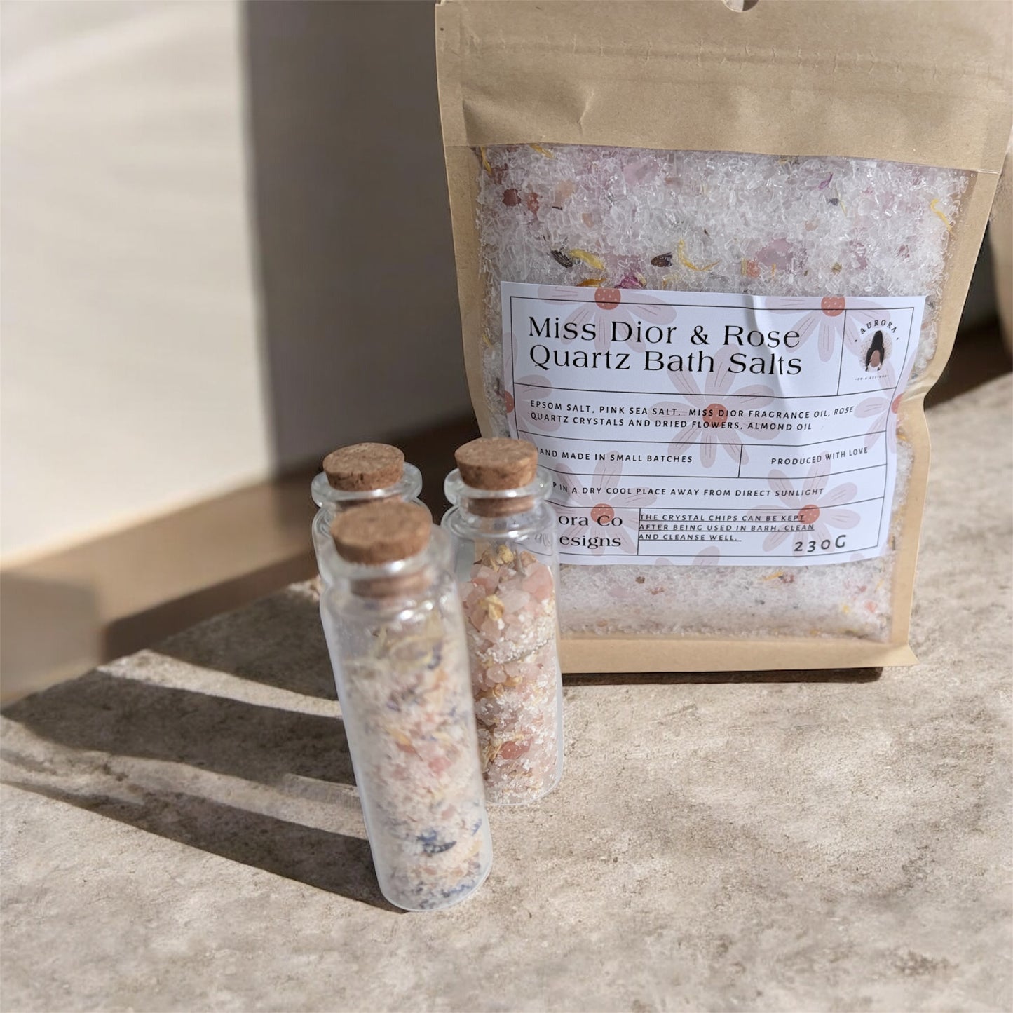 💗 Rose Quartz Crystal Bath Salts – Miss Dior Inspired 230G