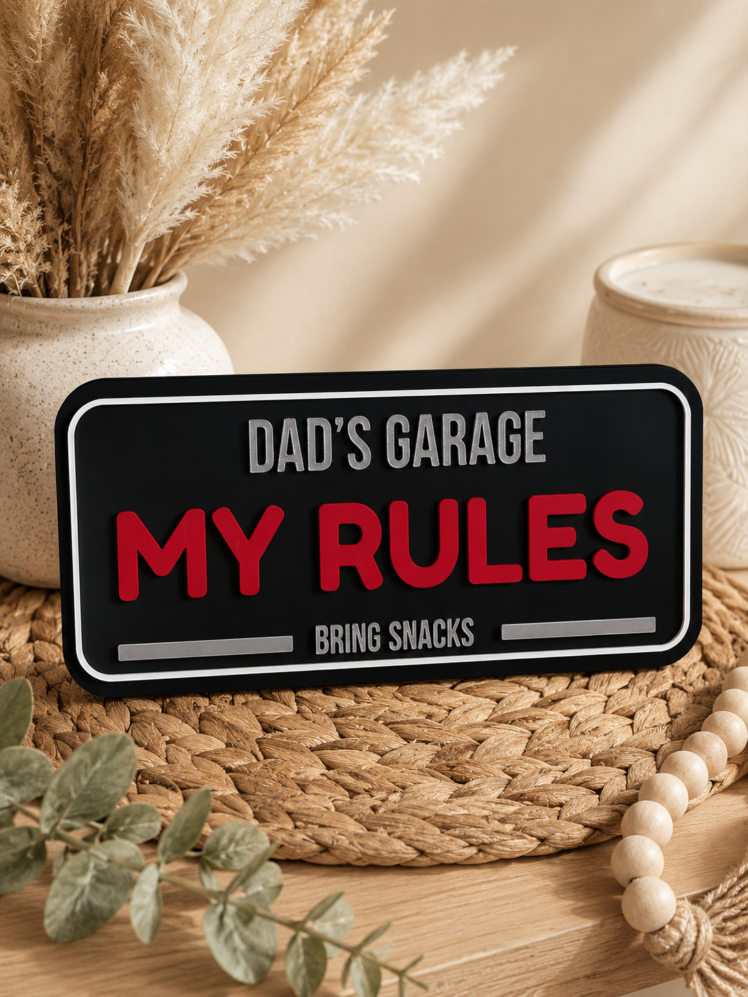 Dad’s Garage Rules Number Plate Sign