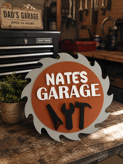 Personalised Garage Saw Blade Sign