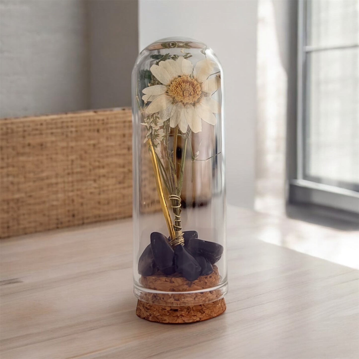 Black Obsidian Floral Crystal Dome 🖤🌼