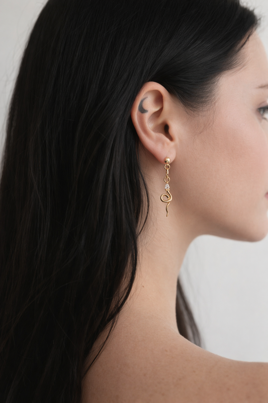 Serpent Snake Earrings - Gold