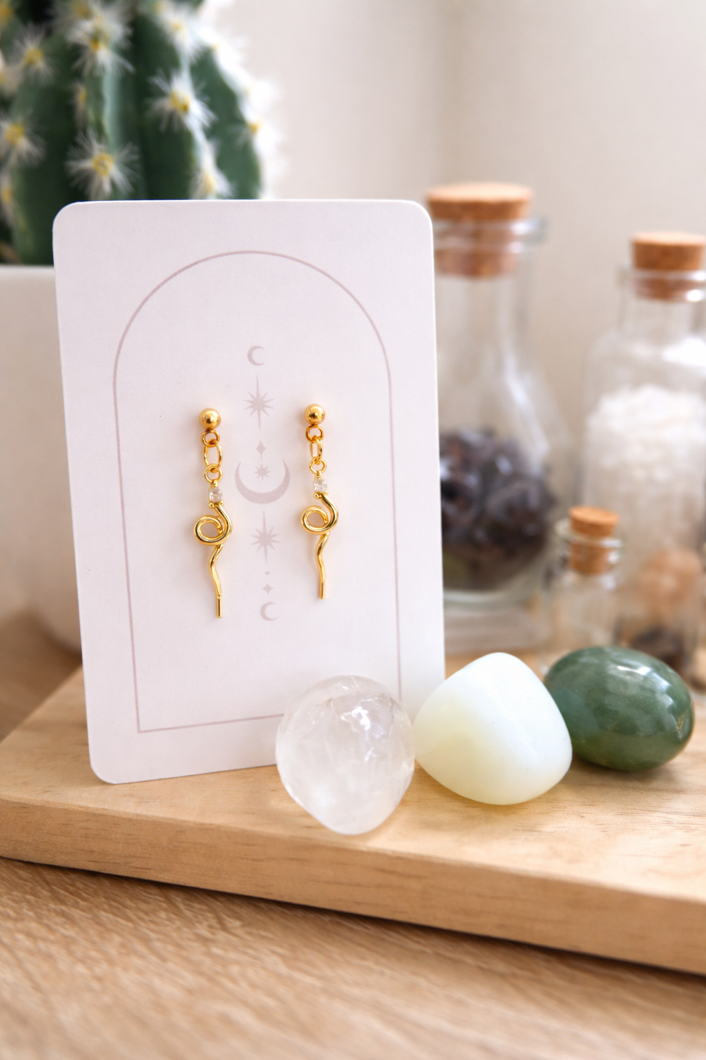 Serpent Snake Earrings - Gold