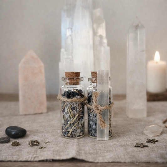 ✨ Protection Jar - Black Obsidian & Amethyst - Small