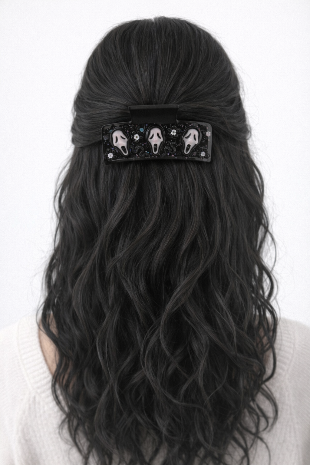 Spooky Ghost Face Hair Claw Clip 🖤