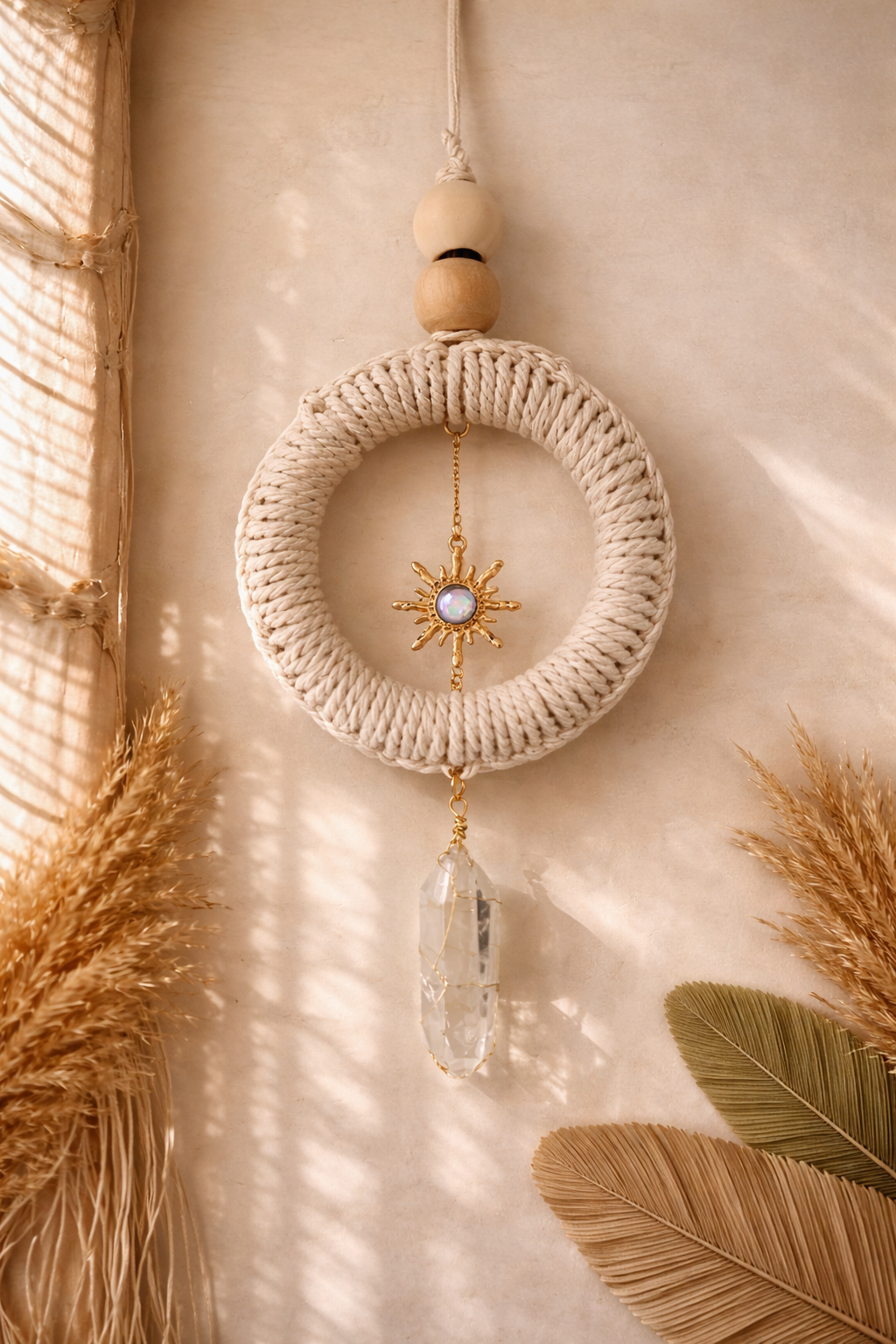 Clear Quartz Sun Halo Hanger