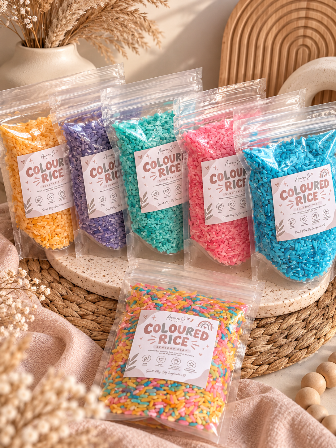 Coloured Sensory Rice – 140g