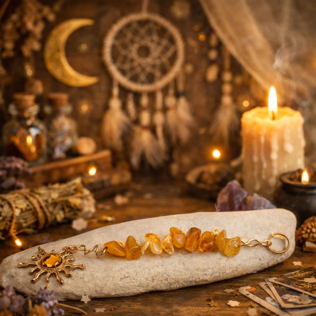 Citrine Sun Charm Keyring / Hanger