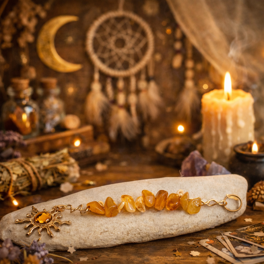 Citrine Sun Charm Keyring / Hanger