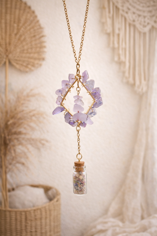 Diamond Amethyst Anti Anxiety Car Hanger