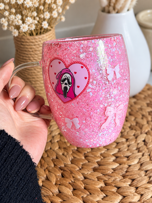 Ghostface Pink Glitter Mug -12oz