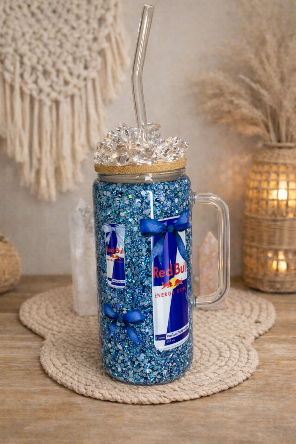 Red Bull Glass Snowglobe Tumbler