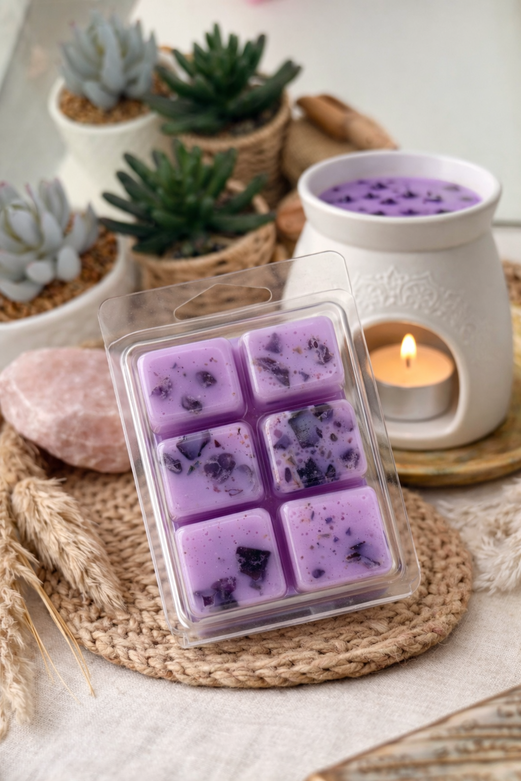 Amethyst Crystal & Dried Botanicals Wax Melts – Clean Cotton