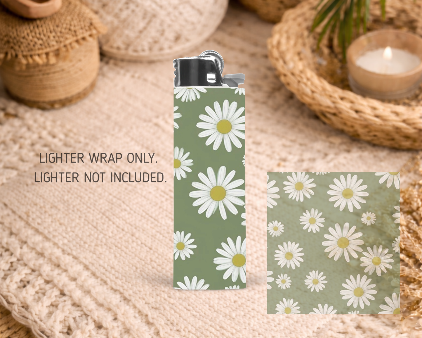 BIC Lighter Wrap #25 - Green Flowers
