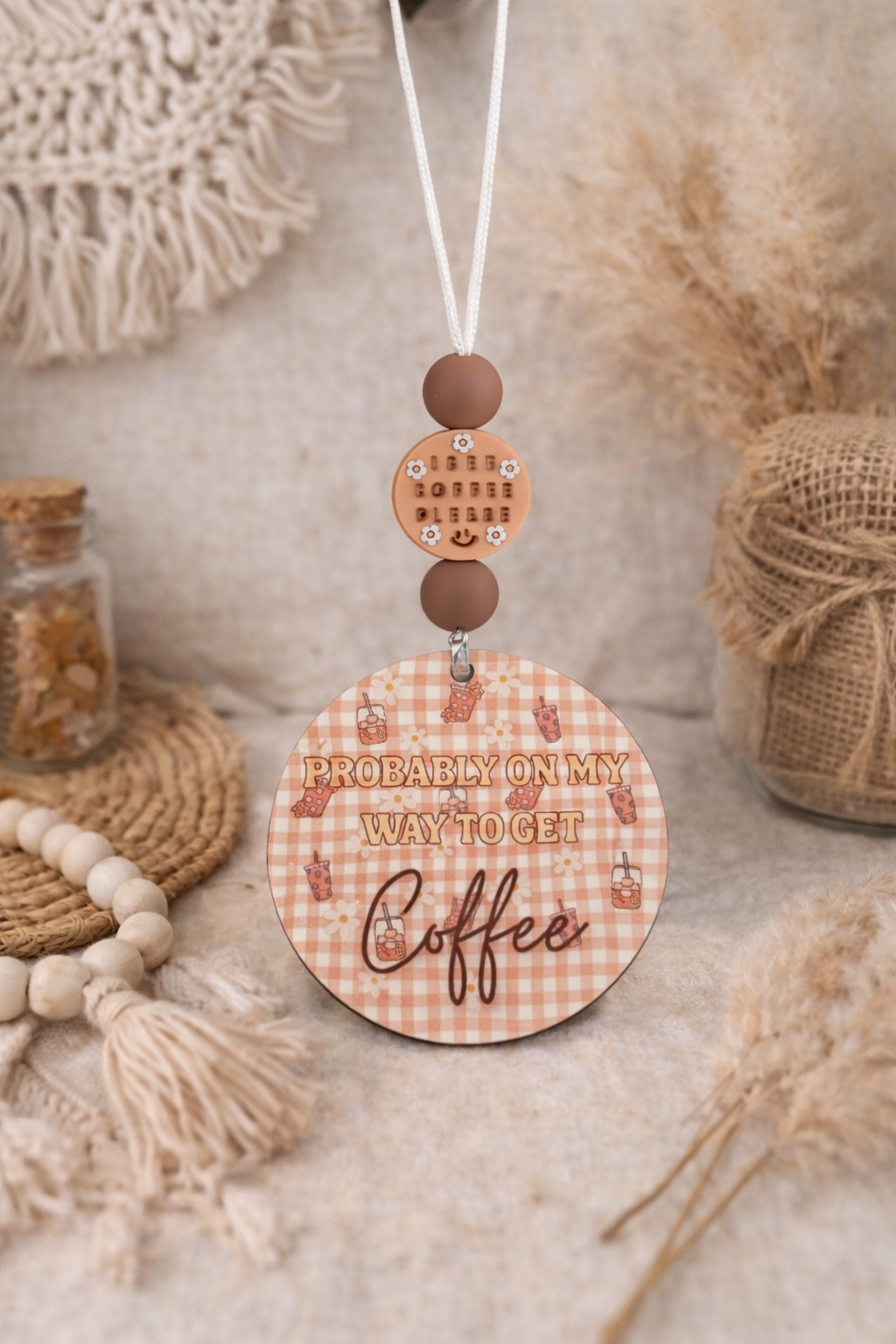 Pre - Made (Ice Coffee car hanger with focal bead)