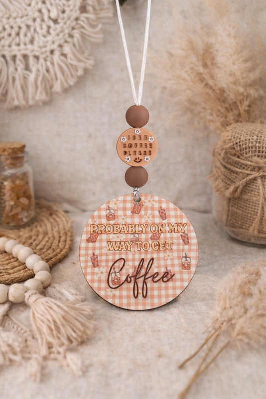 Pre - Made (Ice Coffee car hanger with focal bead)
