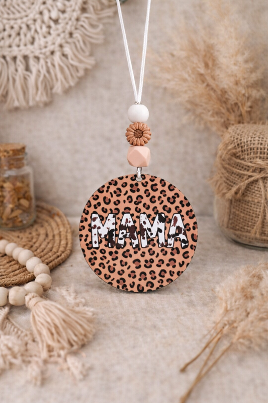 Pre Made - Leopard Brown Mama Vibes Car Hanger