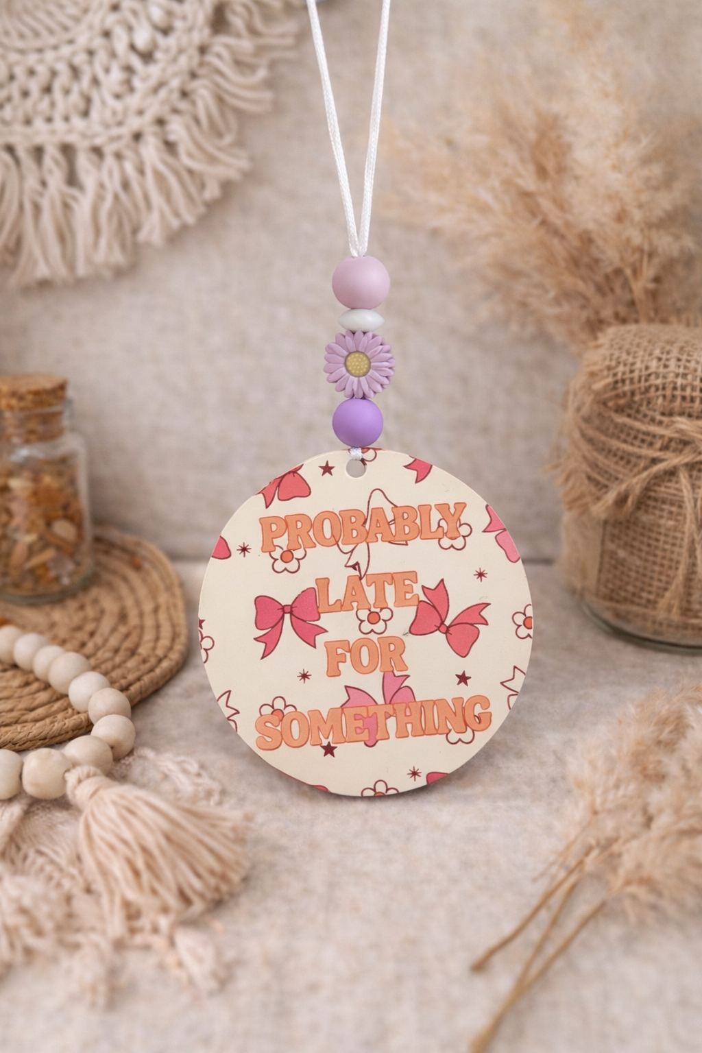 Pre - Probably Running Late For Something Bow Car Hanger