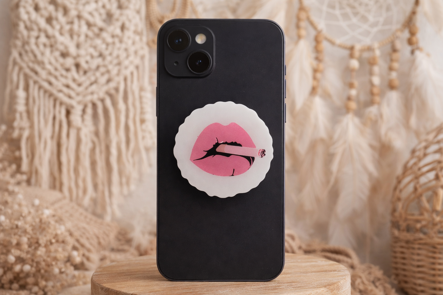 Pink Smoke Lips Pop Socket