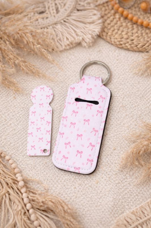 Pink Bow - Trolley Token & Chapstick Holder Bundle