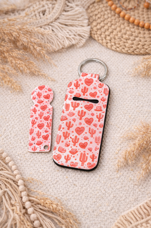 Western Pink Howdy Cowgirl - Trolley Token & Chapstick Holder Bundle