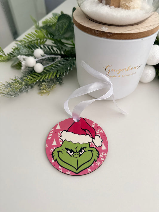 Pink Grinch Christmas Ornament