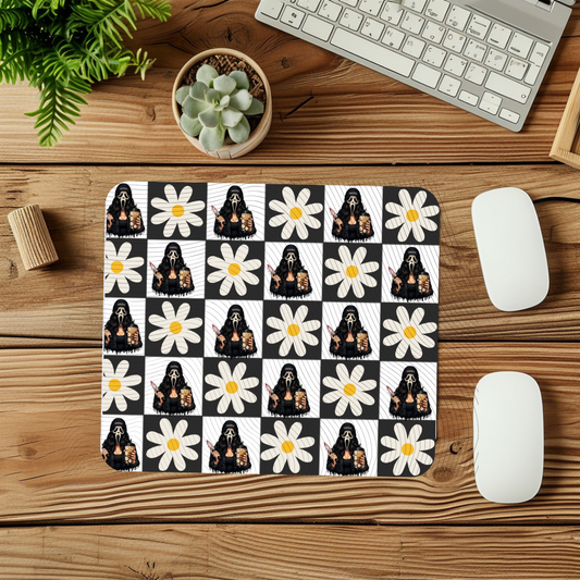 Simple Checker Mama Daisy Ghostface Mouse Pad