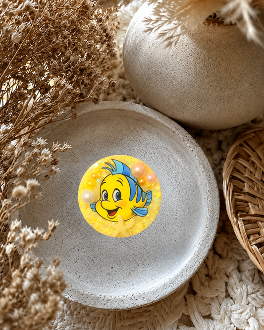 Little Mermaid Flounder | Magnet, Badge Reel or Pop Socket