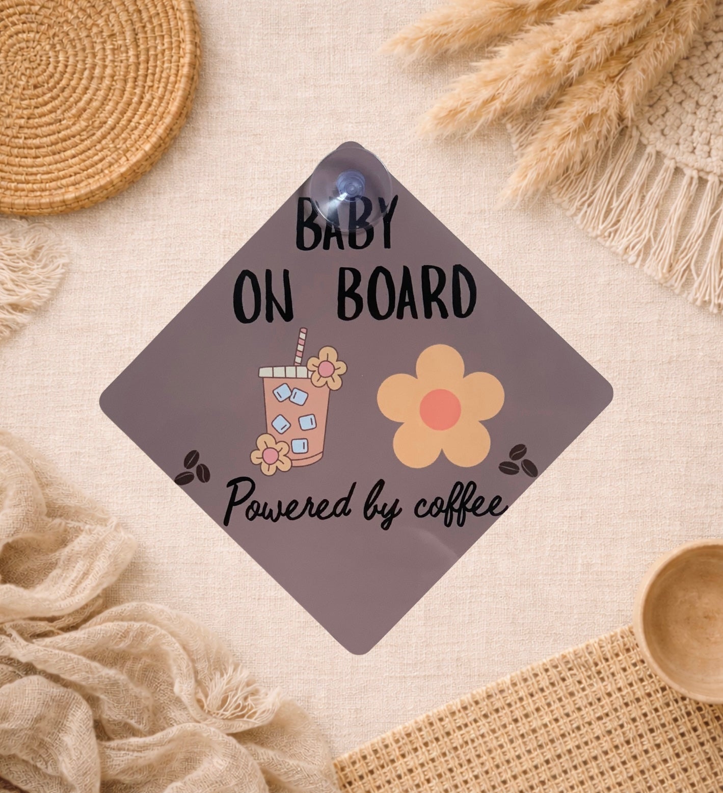 Baby On Board Car Sign - Powered By Coffee