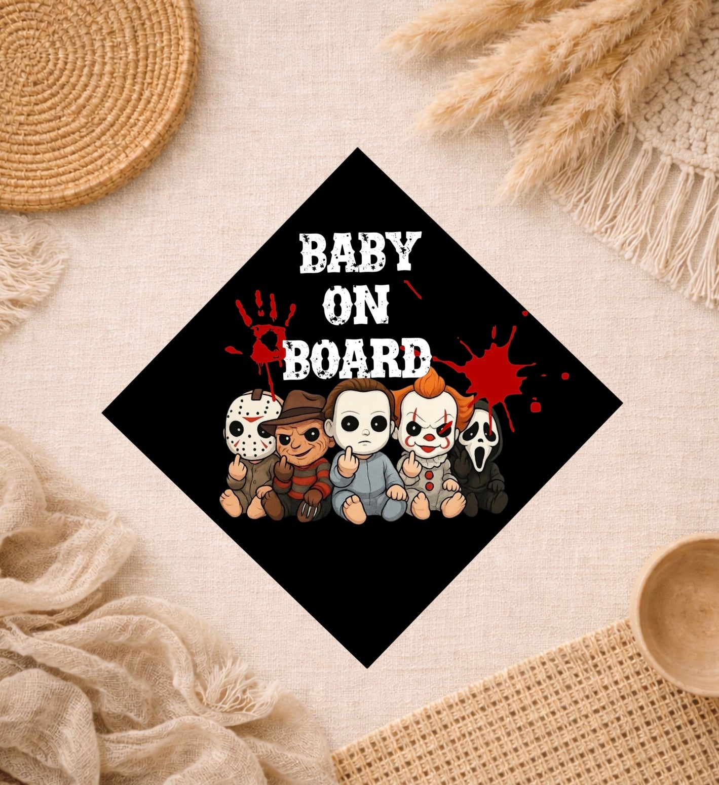 Baby On Board Car Sign - Horror Theme