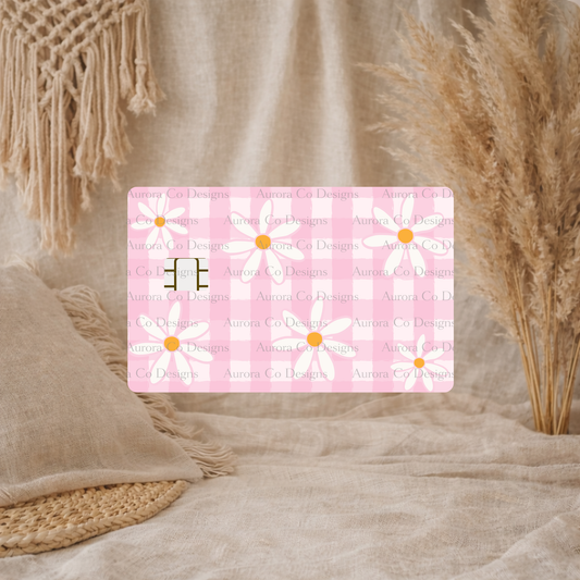 Bank Card Wrap - Pink Gingham Daisy